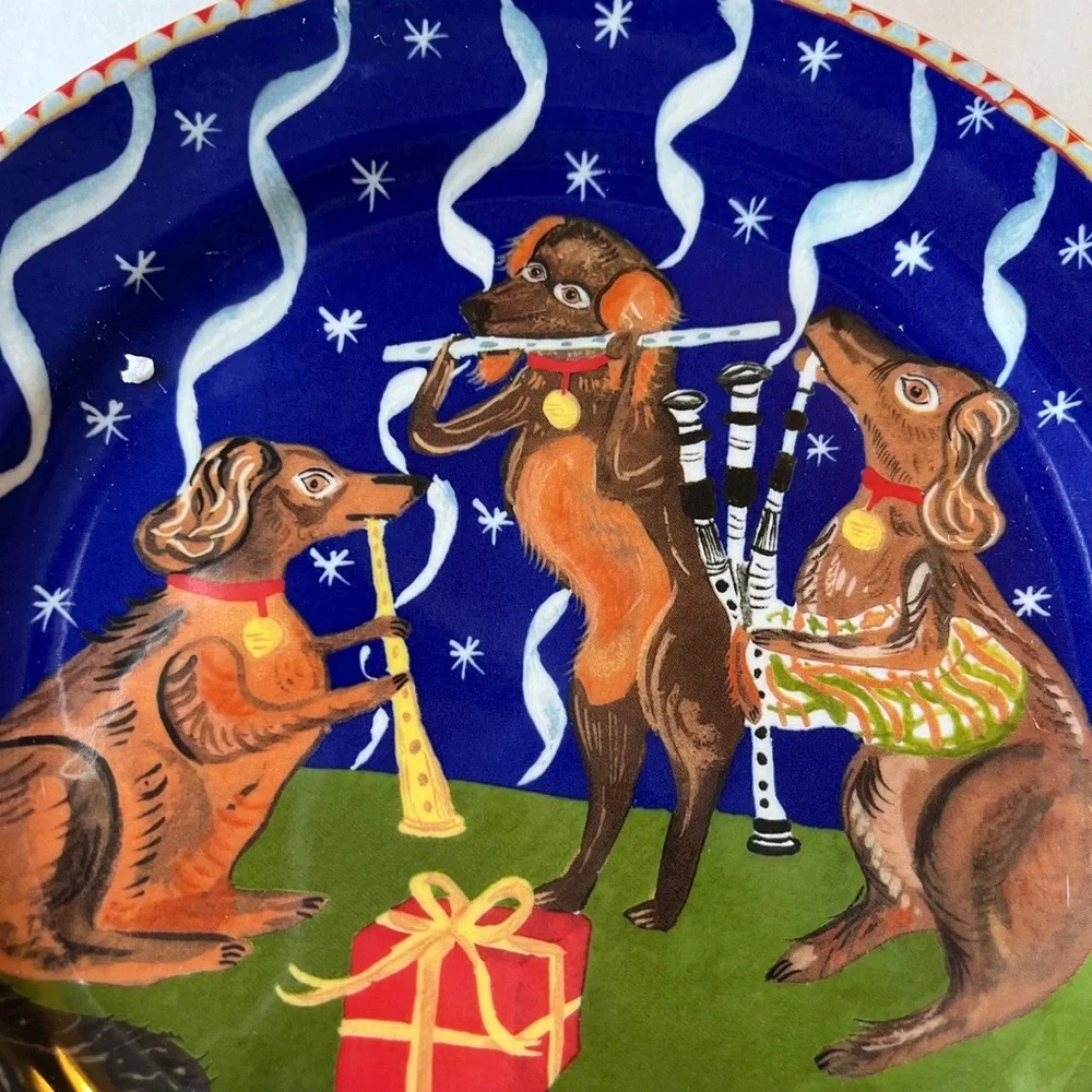 Anthropologie Emily Maude 12 Days of Christmas Pipers Pipping Dessert Plate